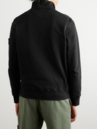 Stone Island - Logo-Appliquéd Garment-Dyed Cotton-Jersey Half-Zip Sweatshirt - Black