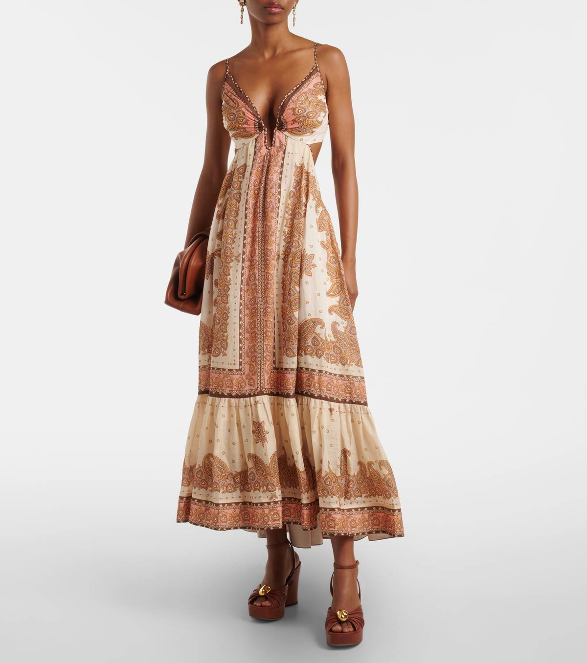 ZIMMERMANN ジマーマン ワンピース Maxine maxi dress998262 Maxine Tunic Midi Dress Cornflower Paisley Online | Zimmermann