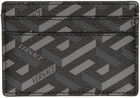 Versace Grey & Black Monogram Card Holder