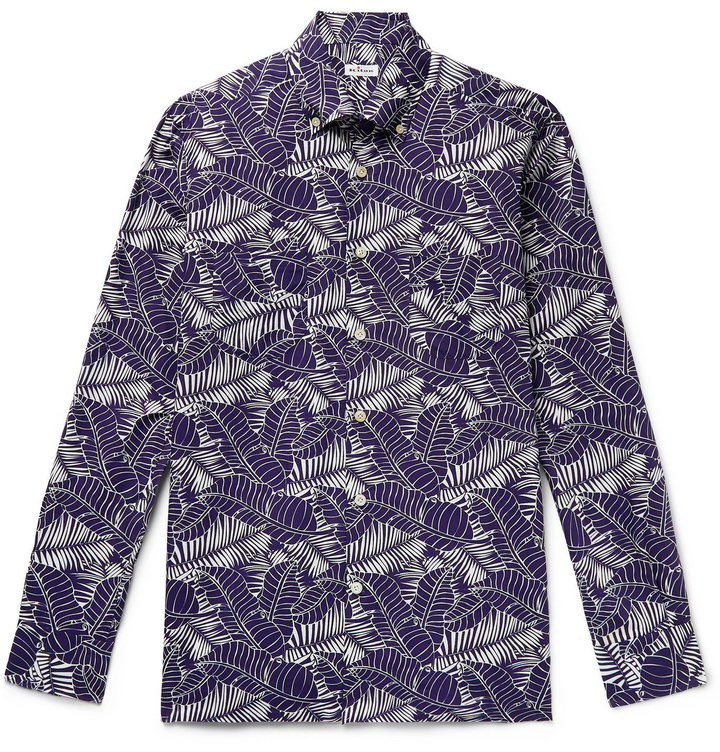 Photo: Kiton - Button-Down Collar Printed Cotton Shirt - Blue