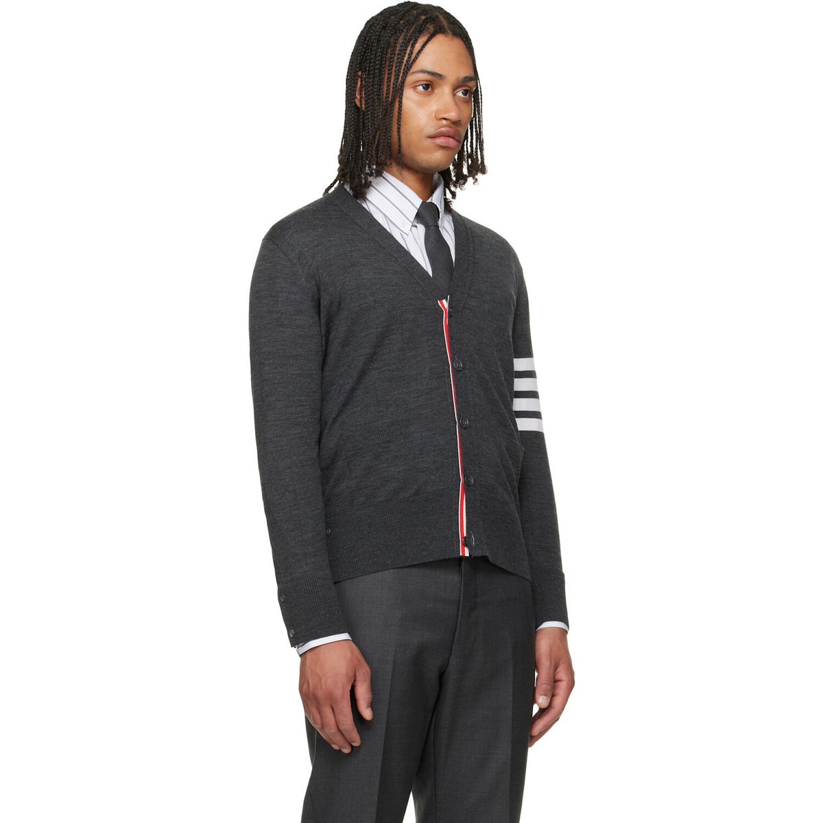 Thom Browne Gray Merino Wool 4-Bar Classic Cardigan