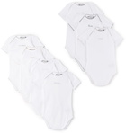 Bonpoint Seven-Pack Baby White Cotton Logo Bodysuits