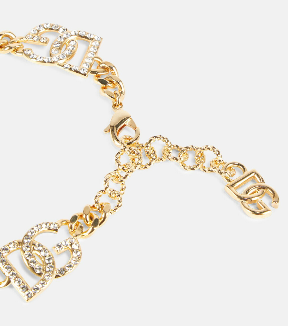 Dolce & Gabbana Silver Brass Chain Dice Logo Embellished Charm Bracelet