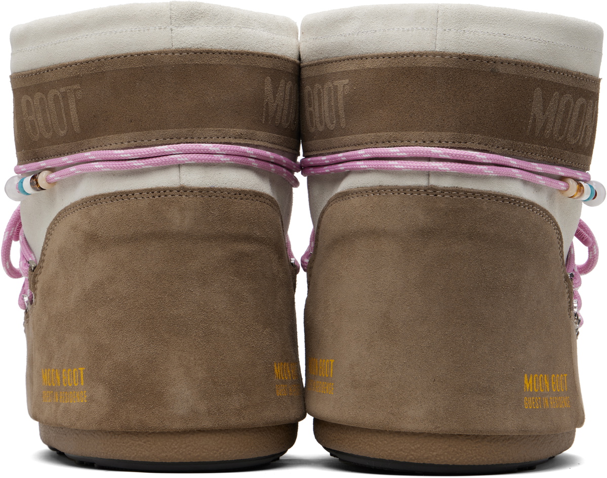 Guest in Residence Off White & Taupe Moon Boot Edition Icon Low Beaded Suede Boots