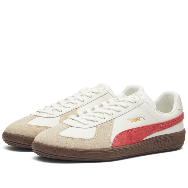 Photo: Puma Men's Army Trainer Sneakers in Warm White/Granola/Astro Red