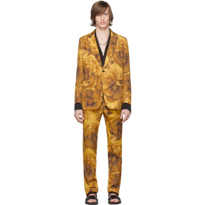 Photo: Dries Van Noten Yellow Wool Kline Floral Suit