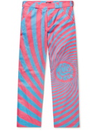 MSFTSrep - Straight-Leg Striped Logo-Print Cotton-Twill Trousers - Multi