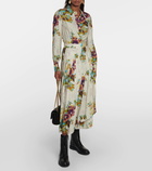 Tory Burch Floral pleated satin shirt dress