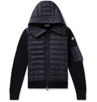 Moncler - Panelled Quilted Shell and Virgin Wool-Blend Hooded Down Jacket - Navy