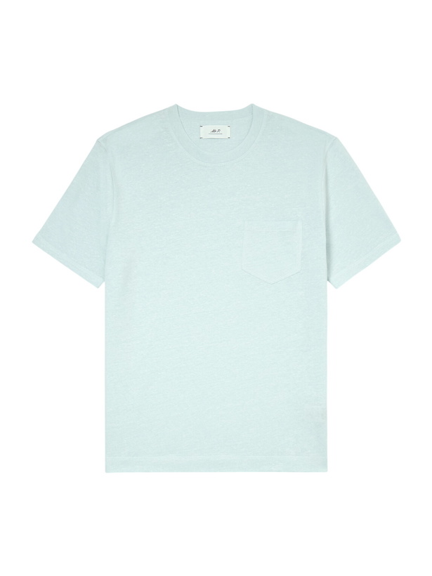 Photo: Mr P. - Linen and Organic Cotton-Blend T-Shirt - Blue