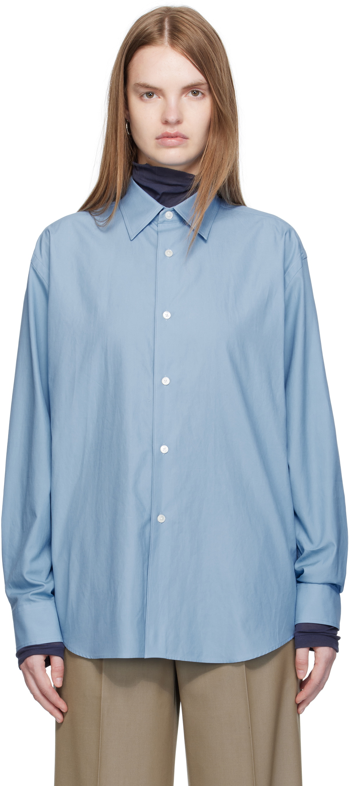 AURALEE Blue Washed Finx Twill Shirt