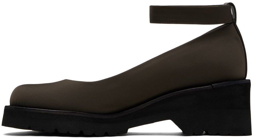 AMOMENTO Brown Round Toe Strap Ballerina Flats