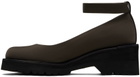 AMOMENTO Brown Round Toe Strap Ballerina Flats