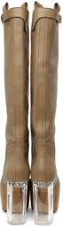 Rick Owens Taupe Pull On Platform Boots