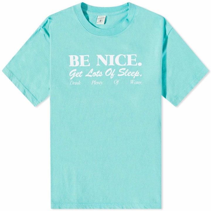 Photo: Sporty & Rich Men's Be Nice T-Shirt in Faded Teal/White