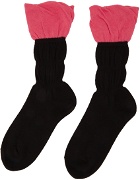 Yohji Yamamoto Black & Pink Gather Socks