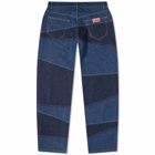 Kenzo Paris Men's Kenzo Patchwork Botan Loose Jeans in Rinse Blue Denim