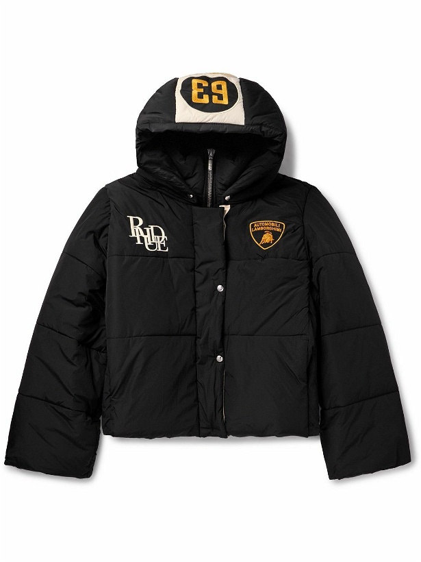 Photo: Rhude - Lamborghini Logo-Embroidered Nylon Hooded Padded Jacket - Black