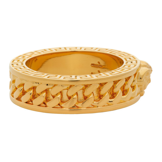 Versace Gold Medusa Head Chain Ring Versace