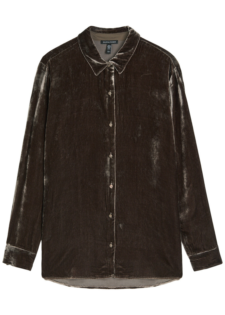 Eileen Fisher Velour Shirt Brown
