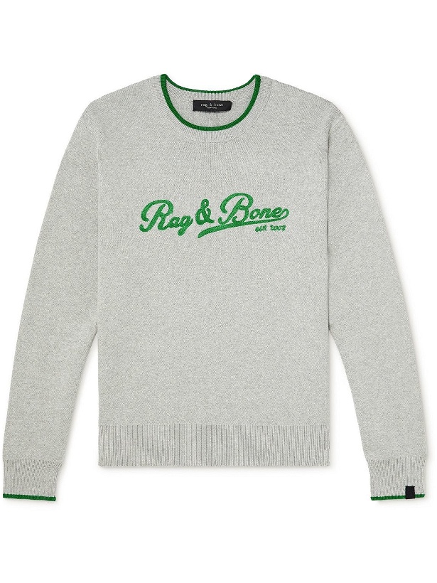 Photo: Rag & Bone - Logo-Embroidered Cotton Sweater - Gray