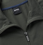 Hugo Boss - Piped Logo-Embroidered Stretch-Cotton Jersey Track Jacket - Green