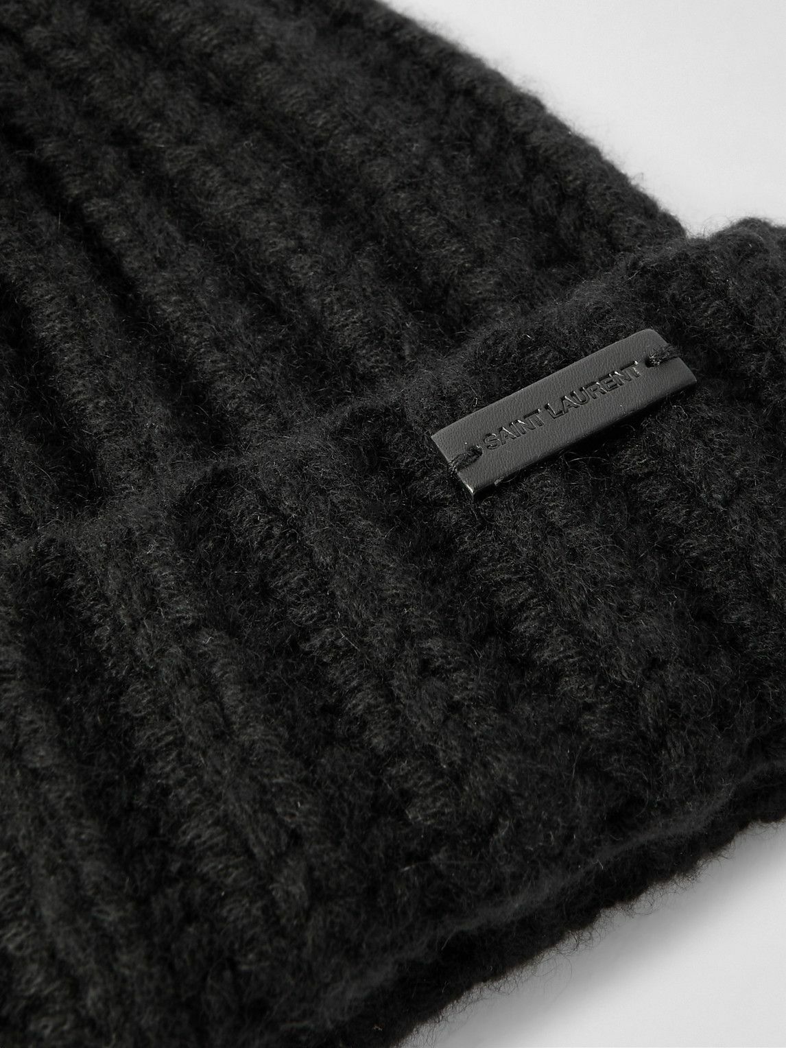 SAINT LAURENT - Logo-Appliquéd Ribbed Cashmere Beanie - Black