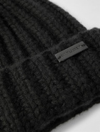 SAINT LAURENT - Logo-Appliquéd Ribbed Cashmere Beanie - Black