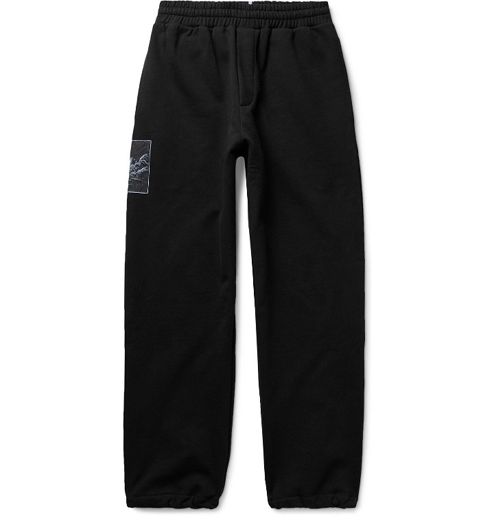 Photo: MCQ - Appliquéd Loopback Cotton-Jersey Sweatpants - Black