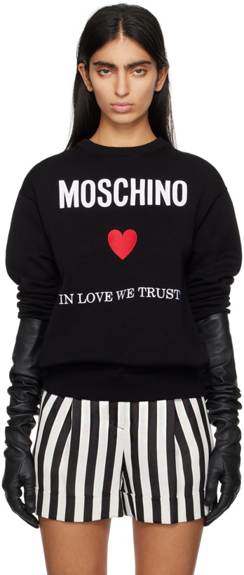 Photo: Moschino Black Embroidered Sweatshirt