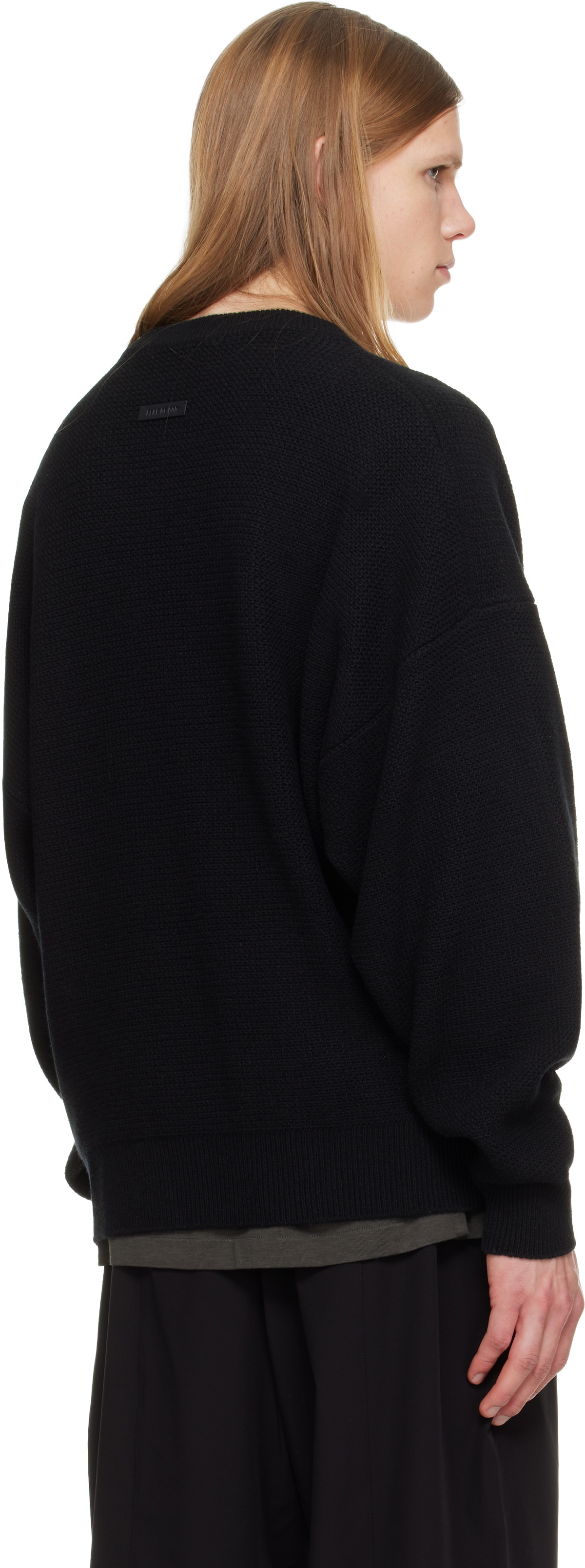 Fear of God Black Wool Rib Crewneck Sweater