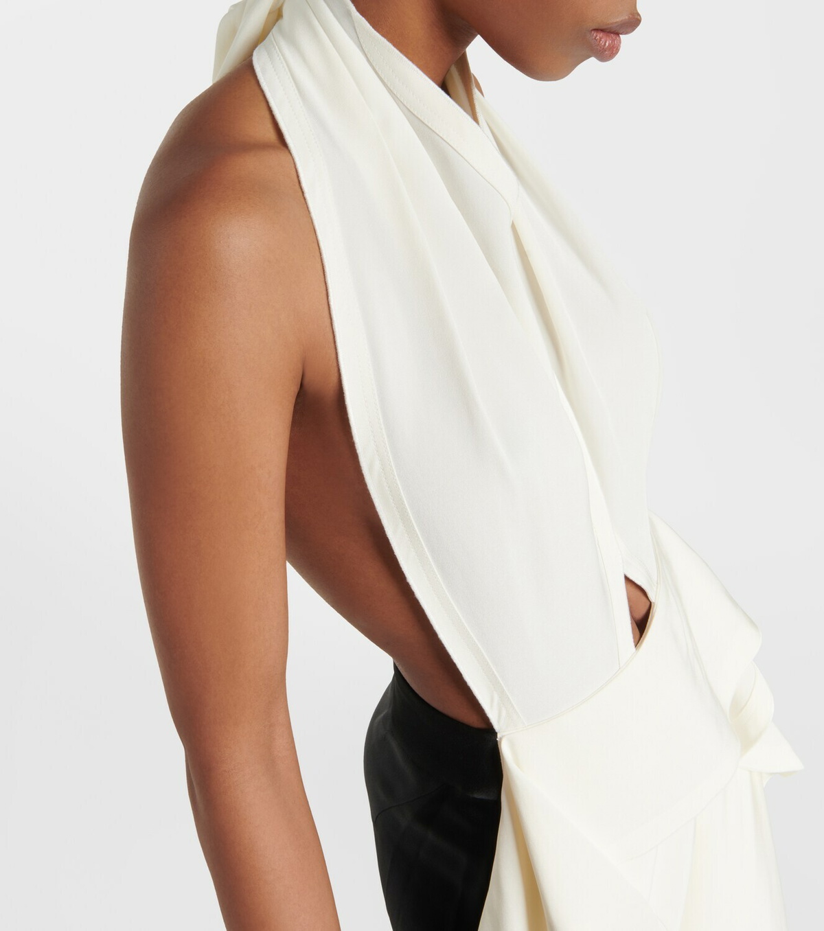 Victoria Beckham Cutout halterneck satin and crêpe gown