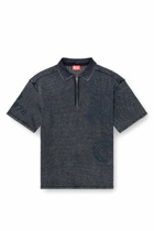 Diesel Mesh-jacquard polo shirt with Phoenix print - Polos Mens in Grey
