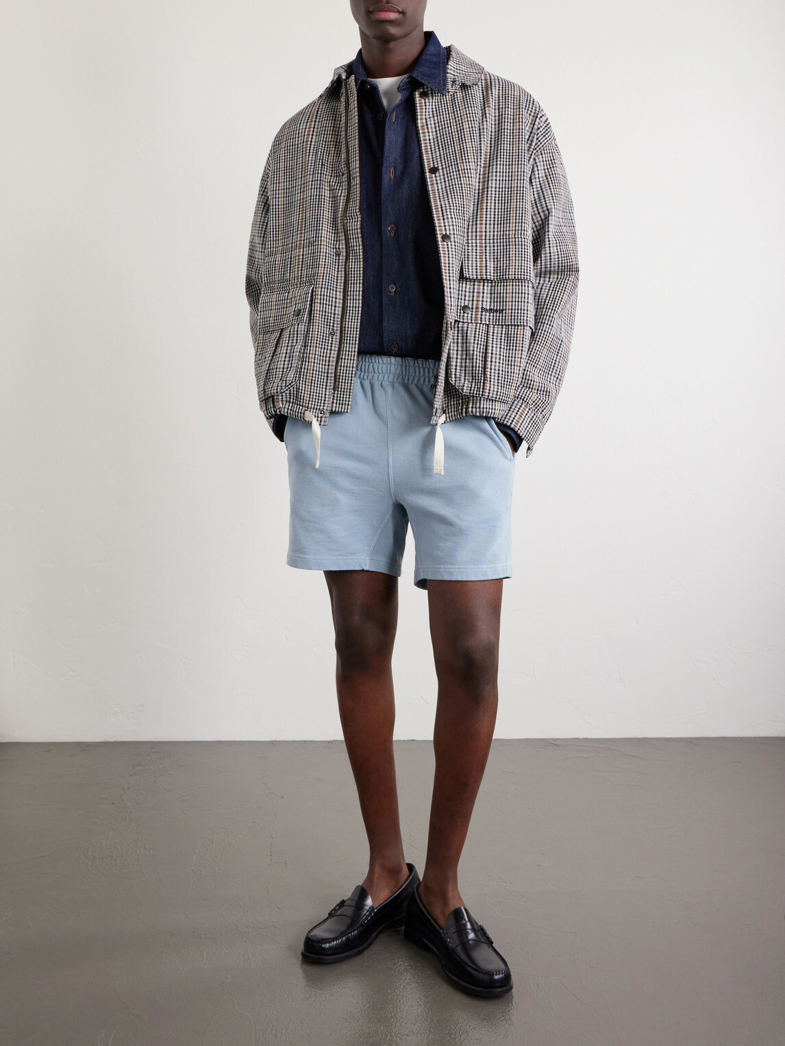 Remi Relief - Straight-Leg Cotton-Jersey Shorts - Blue