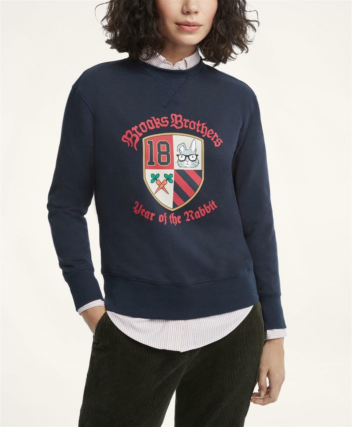 Photo: Brooks Brothers Women's Lunar New Year French Terry Graphic Sweatshirt | Navy