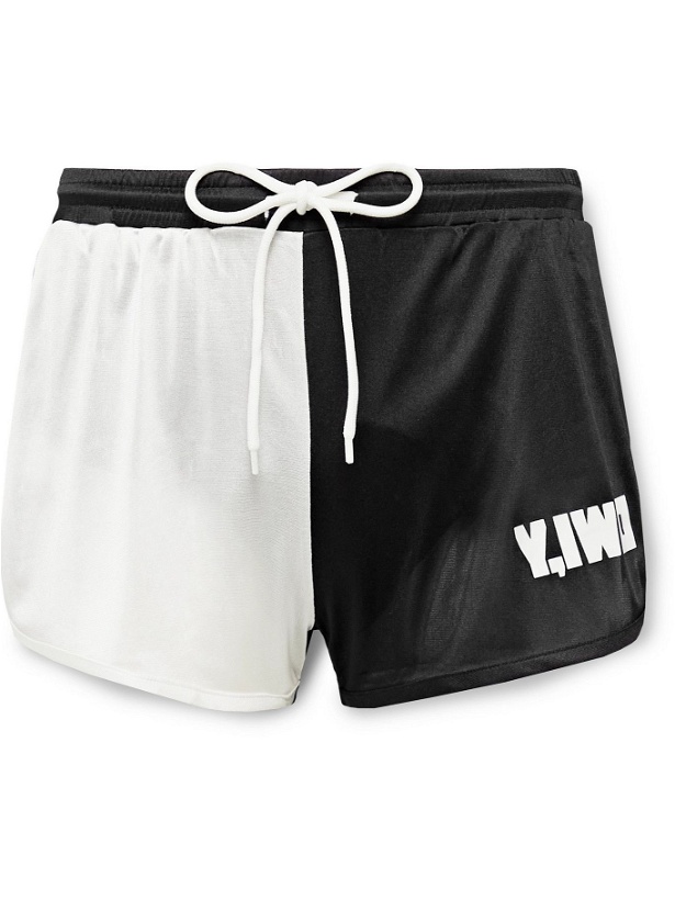Photo: Y,IWO - Logo-Print Colour-Block Tricot Shorts - Black