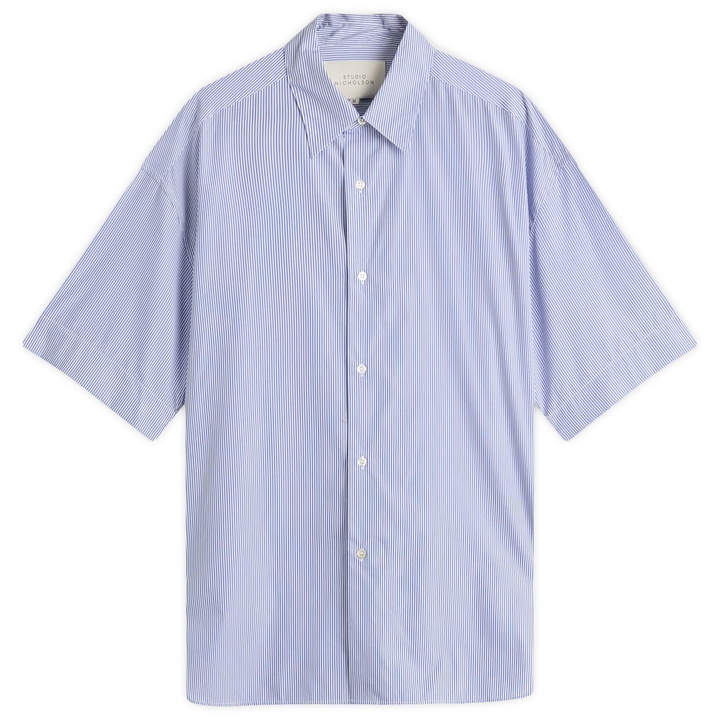 Photo: Studio Nicholson Men's Stripe Short Sleeve Shirt in Blue And White