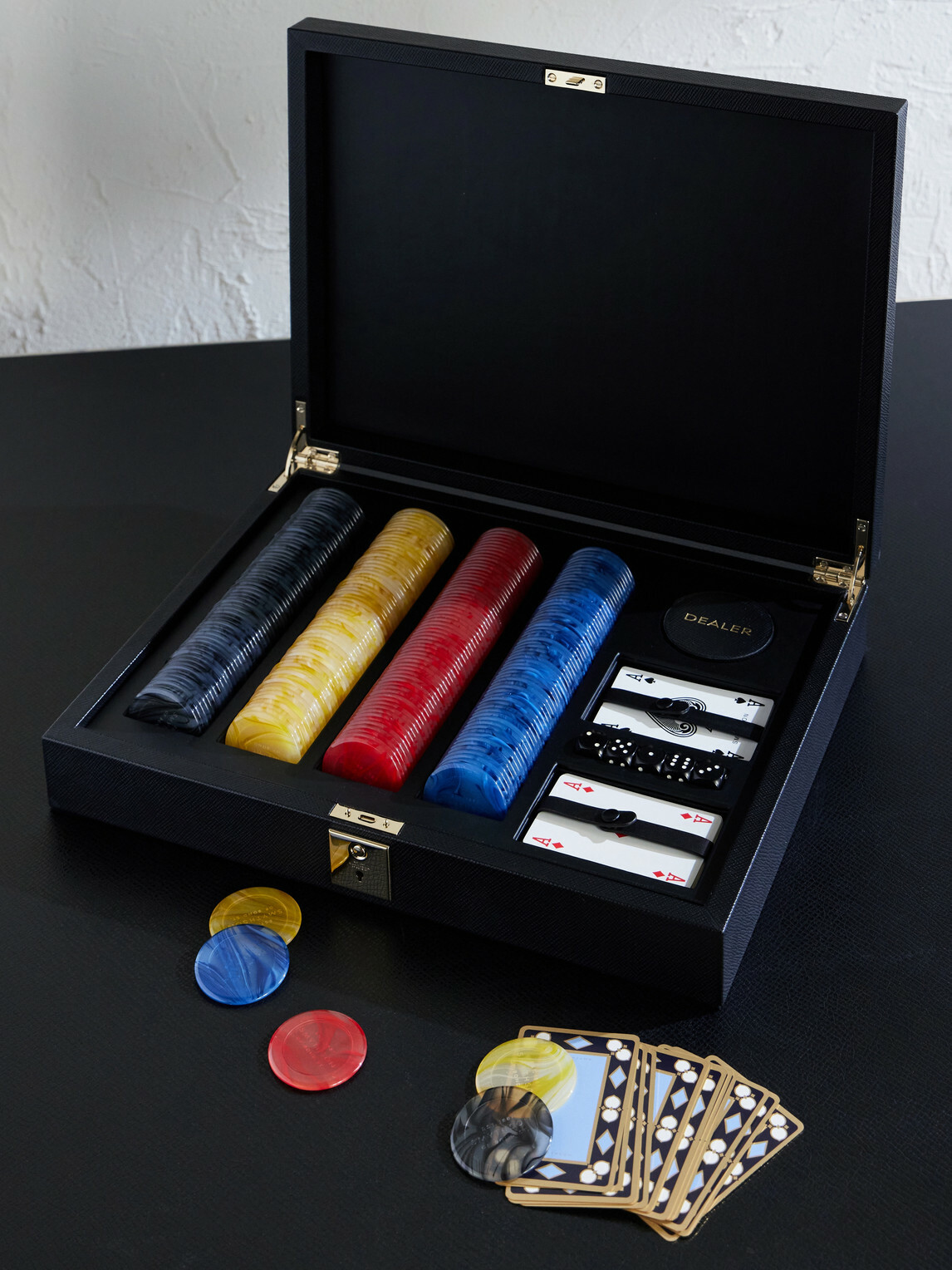 Smythson - Panama Cross-Grain Leather Poker Set