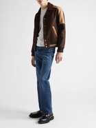 SAINT LAURENT - Teddy Colour-Block Wool Bomber Jacket - Brown