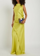 Victoria Beckham Kira Draped Satin-crepe Gown Yellow