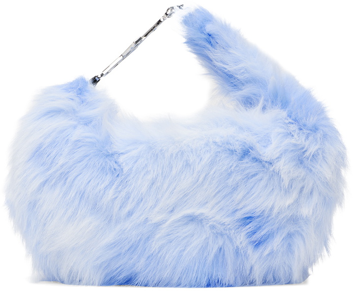 Photo: 1XBLUE SSENSE Exclusive Blue Faux-Fur Bag