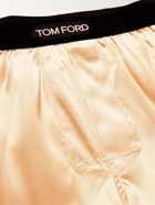 TOM FORD - Velvet-Trimmed Stretch-Silk Satin Boxer Briefs - Neutrals