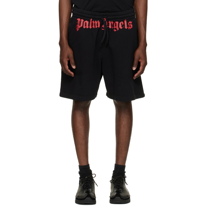 Photo: Palm Angels Black Waist Logo Shorts