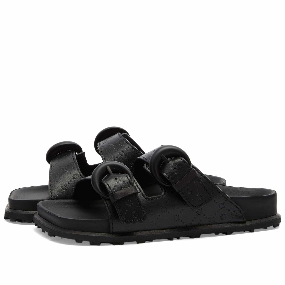 Marine Serre｜SANDALS (WFW015 RLEA0010 BK99) Marine Serre Women's Embossed Leather Sandals in Black