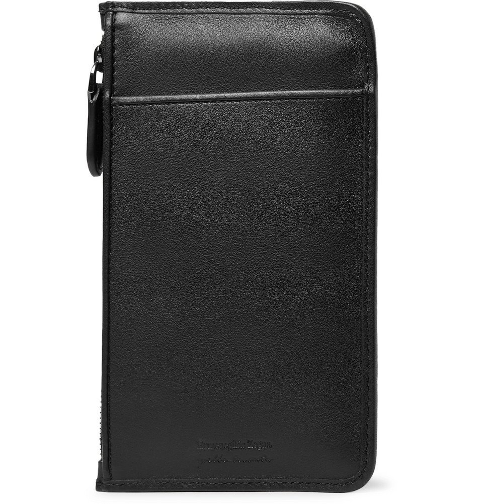 Ermenegildo Zegna - Pelle Tessuta Leather Pouch - Men - Black