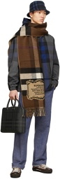 Burberry Brown Cashmere Location Motif Check Scarf