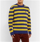Loewe - Logo-Embroidered Striped Wool and Cashmere-Blend Sweater - Yellow
