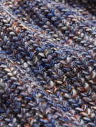 Mr P. - Mouline Knitted Mock-Neck Sweater - Blue