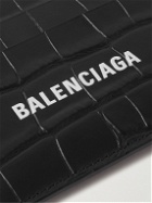 Balenciaga - Logo-Print Croc-Effect Leather Cardholder