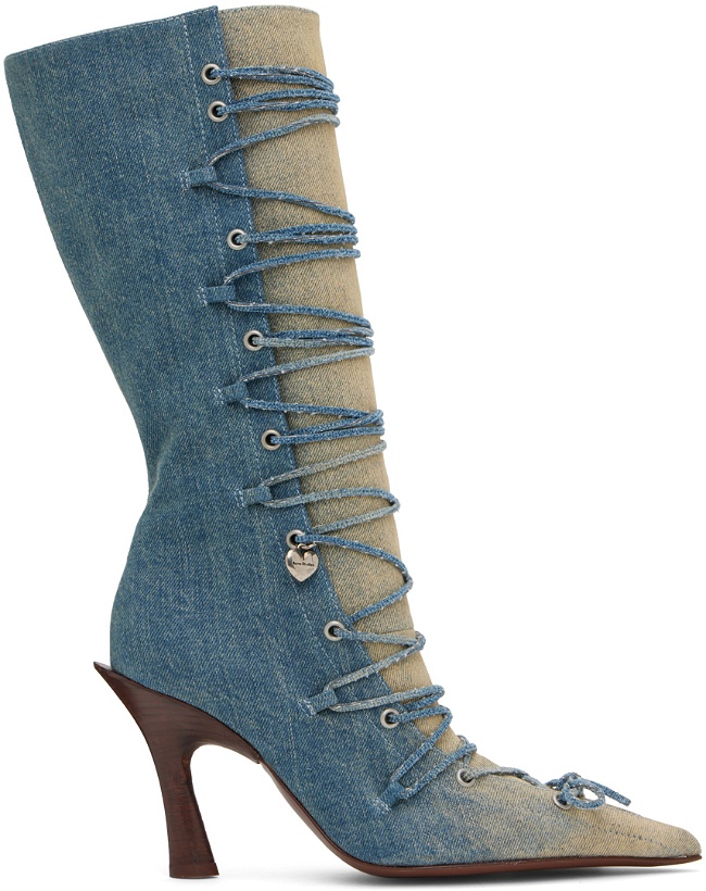 Photo: Acne Studios Blue Lace-Up Heel Boots
